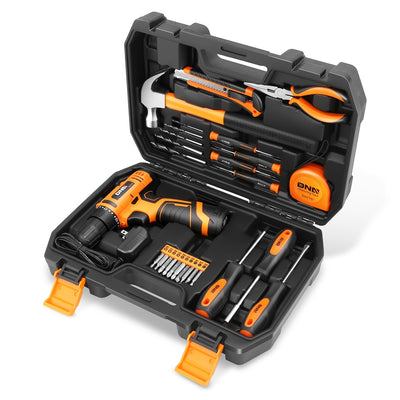 27 Pieces Household Hand Tool Kit with Toolbox (Orange)