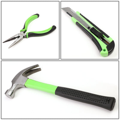 27 Pieces Household Hand Tool Kit with Toolbox (Green)