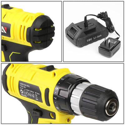 46 Pieces Household Hand Tool Kit with Cordless Drill + Portable Toolbox (Yellow)