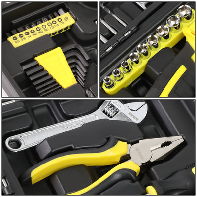 46 Pieces Household Hand Tool Kit with Cordless Drill + Portable Toolbox (Yellow)