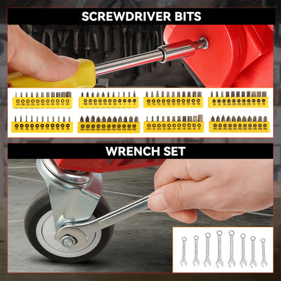220 Pcs Mechanic Repair Tool Kit Metric Wrenchess/ Sockets/ Screwdriver Bit Set - Yellow
