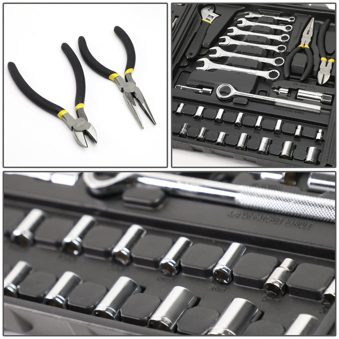 160 Pcs Auto/ Home Hand Tool Kit - Wrenches Pliers Ratchets Sockets w/ Toolbox (Yellow)