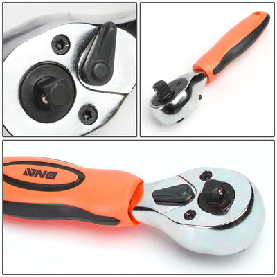 64 Pcs Hand Tool Kit - Adjustable Wrench Bit Screwdriver 11 in. Flexible Extension (Orange)