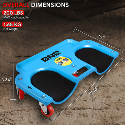 Padded Rolling Knee Creeper Pad w/Tool Tray + 5 Swivel Castor Wheels (Blue)