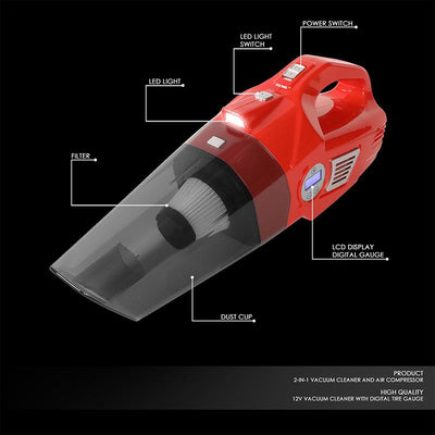 12V 70W Portable Handheld Multi-Function Corded Car Mini Vacuum Cleaner (Red)