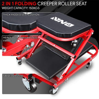 40 in. 2-in-1 Folding Rolling Creeper <br> Overall Dimensions(in.): 40 L X 17.32 W X 4.72 H