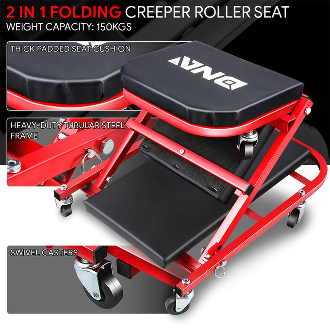 40 in. 2-in-1 Folding Rolling Creeper <br> Overall Dimensions(in.): 40 L X 17.32 W X 4.72 H