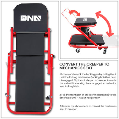 40 in. 2-in-1 Folding Rolling Creeper <br> Overall Dimensions(in.): 40 L X 17.32 W X 4.72 H