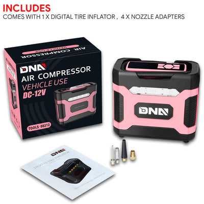 DC-12V 150 PSI Digital Air Compressor/Tire Inflator with LED (Pink)