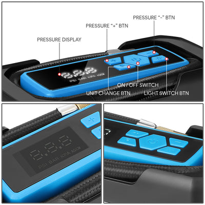 DC-12V 150 PSI Digital Air Compressor/Tire Inflator with LED (Blue)