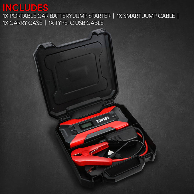 1500 Peak Amp Car Battery Jump Starter with USB Power Bank (Red)