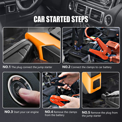 1500 Peak Amp Car Battery Jump Starter with USB Power Bank (Pink)