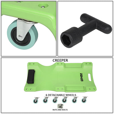 Low Profile Rolling Mechanic Auto Repair Creeper - 40 in. L x 16 7/8 in. W (Green)