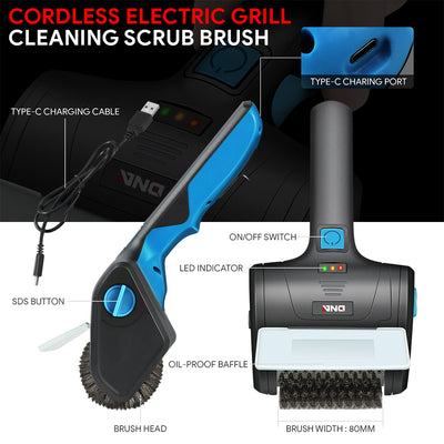Cordless Power Grill Cleaning Scrub Brush <BR> w/Type-C Cable