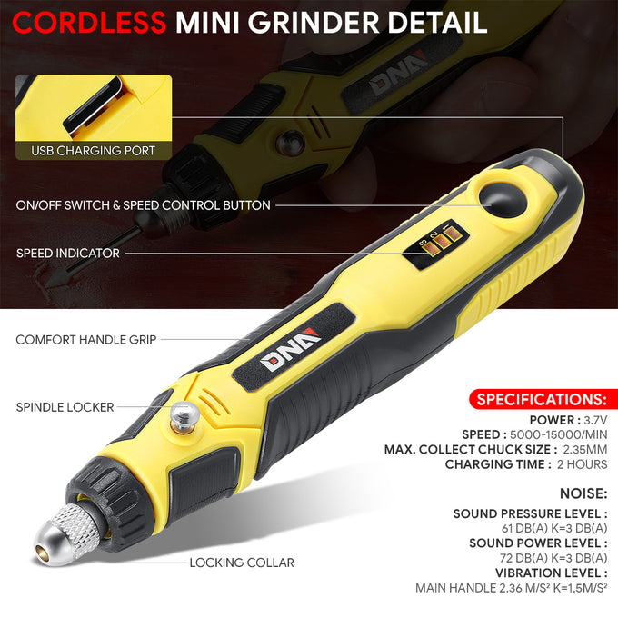 Electric Cordless 3-Speed Rotary Grinder Tool Set w/48Pcs Accessories [A Variety of Color Options]