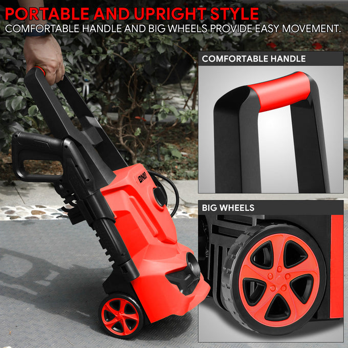1813 PSI 1.45 GPM Electric Portable High Pressure Power Washer - 1500W (Red)