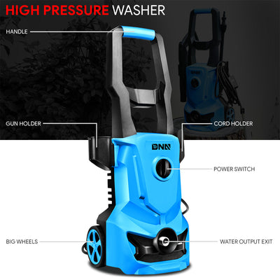1813 PSI 1.45 GPM Electric Portable High Pressure Power Washer - 1500W (Blue)