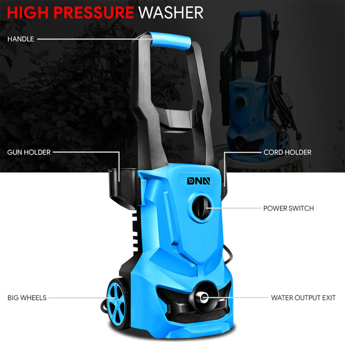 1813 PSI 1.45 GPM Electric Portable High Pressure Power Washer - 1500W (Blue)