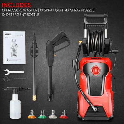 2176 PSI 2.4 GPM Electric Portable High Pressure Power Washer - 1800W (Red)