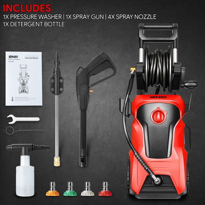 2176 PSI 2.4 GPM Electric Portable High Pressure Power Washer - 1800W (Red)