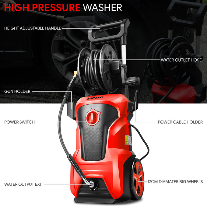 2176 PSI 2.4 GPM Electric Portable High Pressure Power Washer - 1800W (Red)