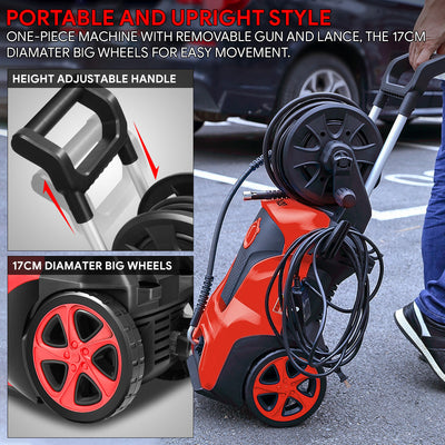 2176 PSI 2.4 GPM Electric Portable High Pressure Power Washer - 1800W (Red)