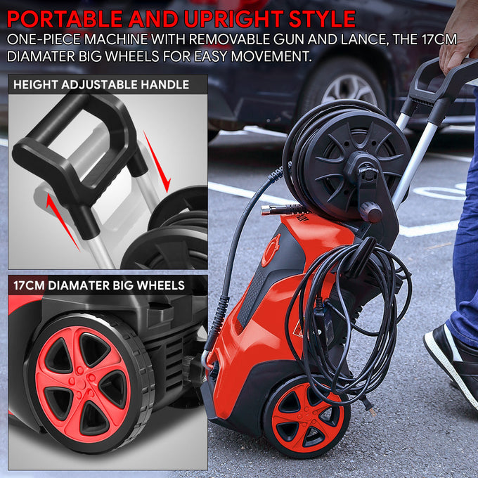 2176 PSI 2.4 GPM Electric Portable High Pressure Power Washer - 1800W (Red)