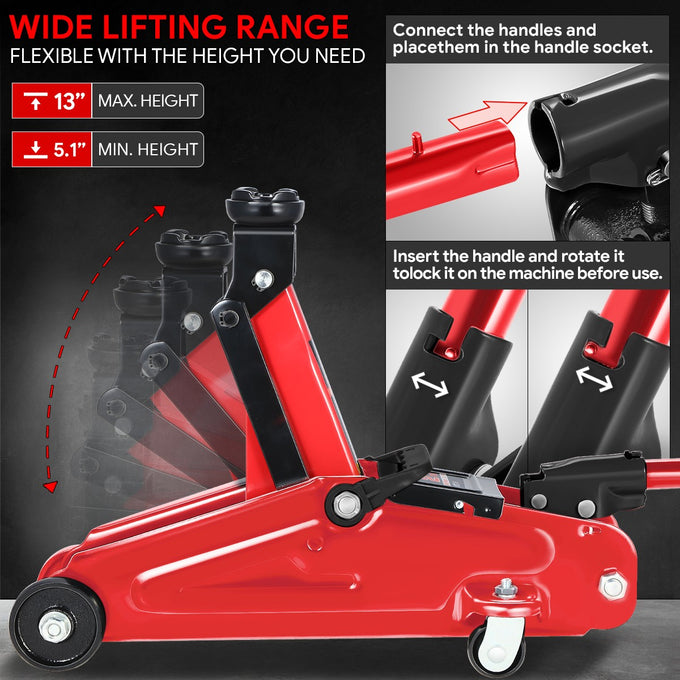 2 Ton Trolley Floor Jack [A Variety Of Color] <br> 16.9in. X 7.4 in. X 16.5 in.