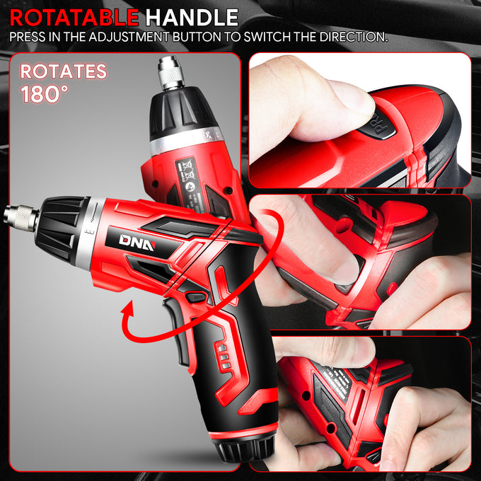 Electric Wireless Cordless Screwdriver w/30Pcs Driver Bits+LED Work Light [A Variety of Color Options]