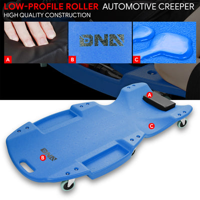 Heavy Duty Low Profile Roller Automotive Creeper - 46.8 in. L x 23.6 in. W [A Variety of Color Options]