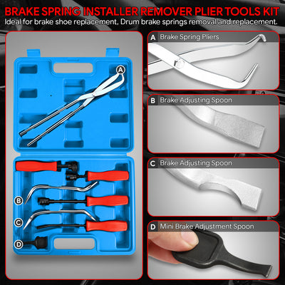 8 Pcs Drum Brakes Service Remove Install Springs Plier Tool Kits (Blue)