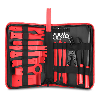 19Pcs Car Radio Door Trim Body Clip Panel Removal Pry Bar Hand Tools (Red)