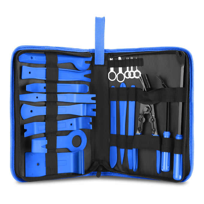 19Pcs Car Radio Door Trim Body Clip Panel Removal Pry Bar Hand Tools (Blue)