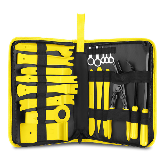 19Pcs Car Radio Door Trim Body Clip Panel Removal Pry Bar Hand Tools (Yellow)