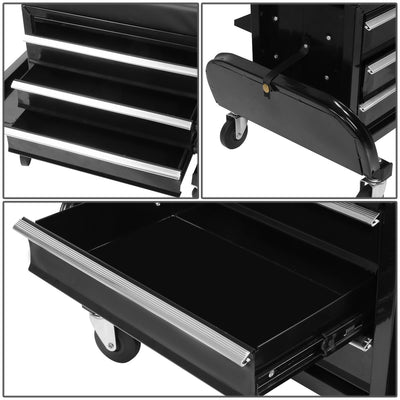 3-Drawer Rolling Mechanics Creeper Seat w/Tool Tray (Black)