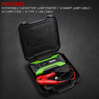 1500 Peak Amp Car Battery Jump Starter with USB Power Bank (Green)
