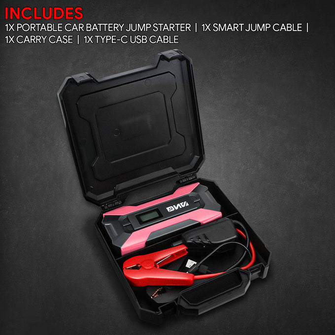 1500 Peak Amp Car Battery Jump Starter with USB Power Bank (Pink)