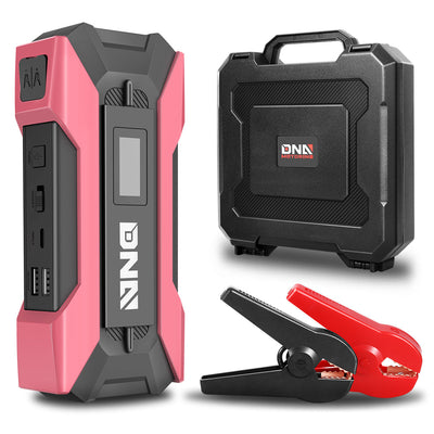 1500 Peak Amp Car Battery Jump Starter with USB Power Bank (Pink)