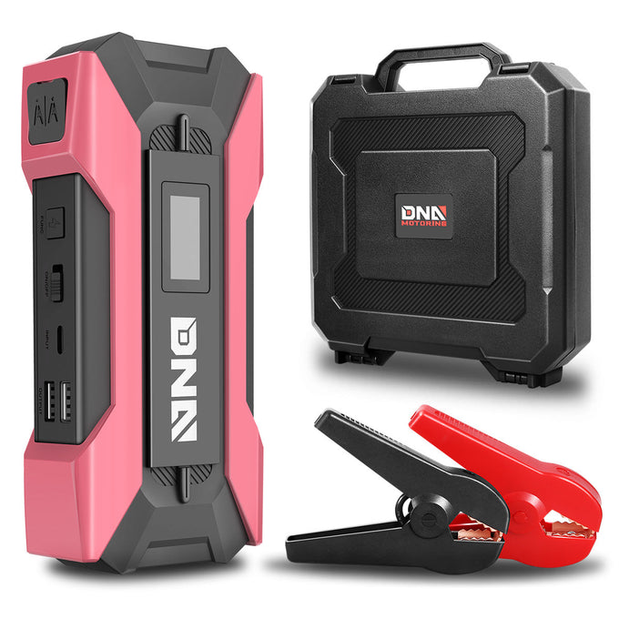 1500 Peak Amp Car Battery Jump Starter with USB Power Bank (Pink)