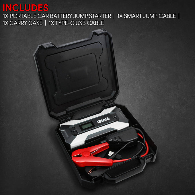 1500 Peak Amp Car Battery Jump Starter with USB Power Bank (White)