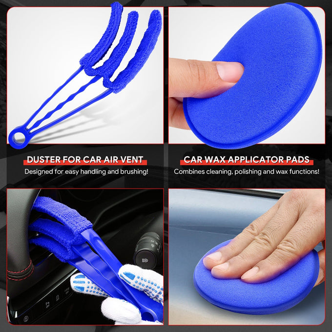 19pcs Car Detailing/Cleaning Tool Set (Blue)
