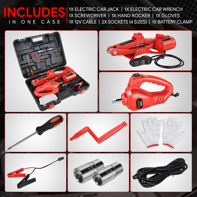 3 Ton Electric Scissor Jack & Impact Wrench Set