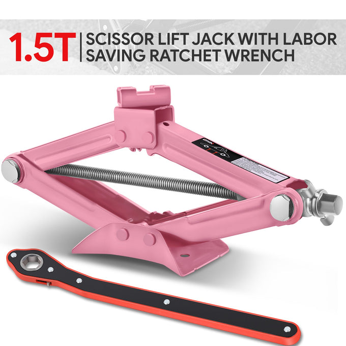 1.5 Ton Scissor Lift Jack [A Variety of color options] <br> W/ Ratchet Wrench