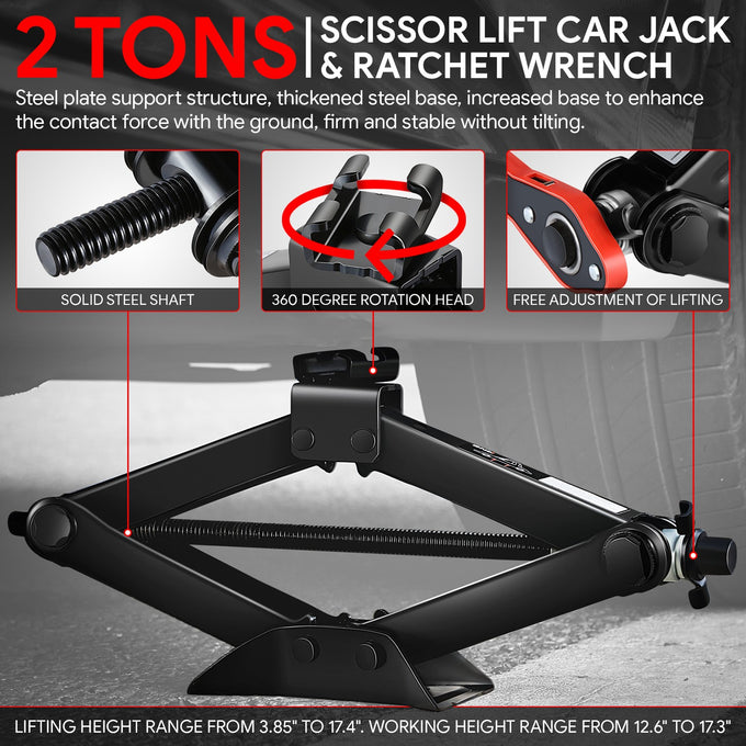 2 Ton Scissor Lift Jack【A Variety of color options] <br> W/ Ratchet Wrench