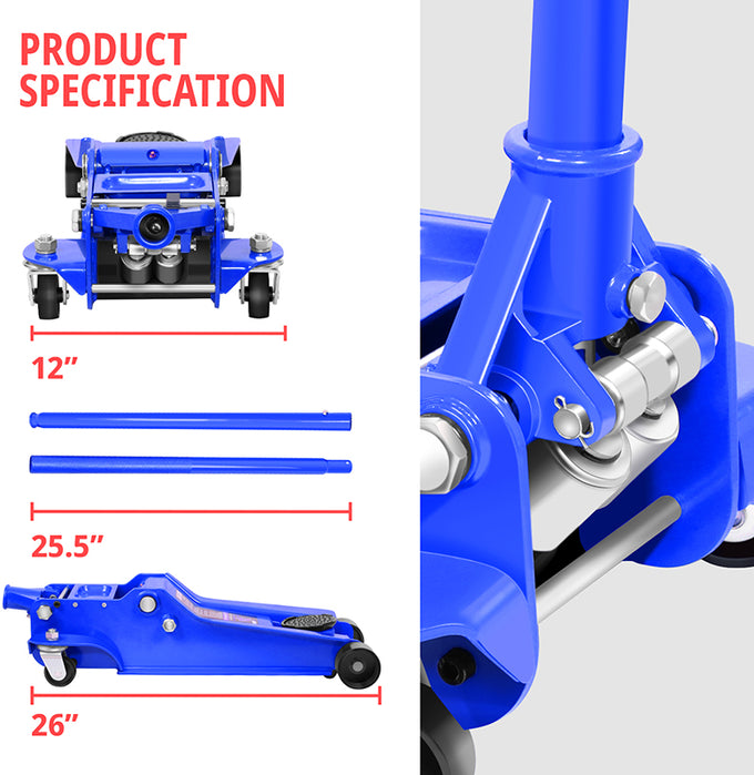 4 Ton Hydraulic Floor Jack <br> 4.5 In. Min. to 20 In. Max. Height