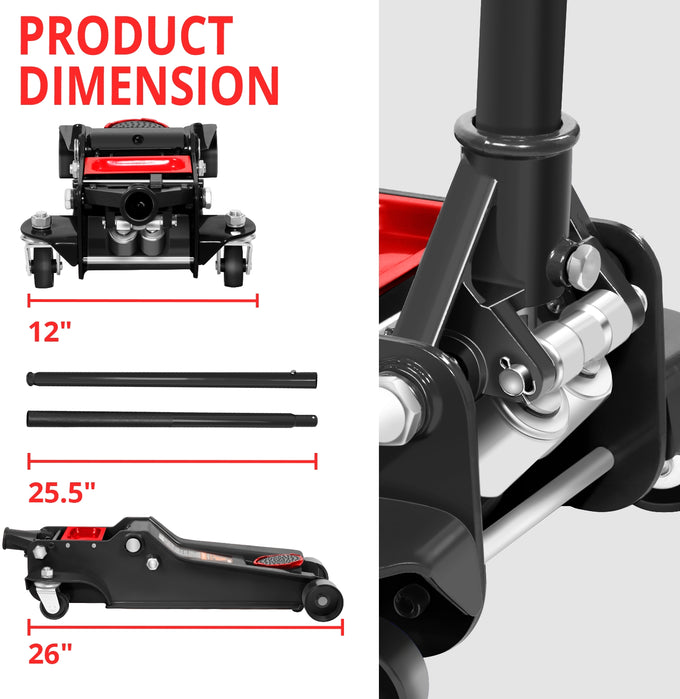 4 Ton Hydraulic Floor Jack <br> 4.5 In. Min. to 20 In. Max. Height