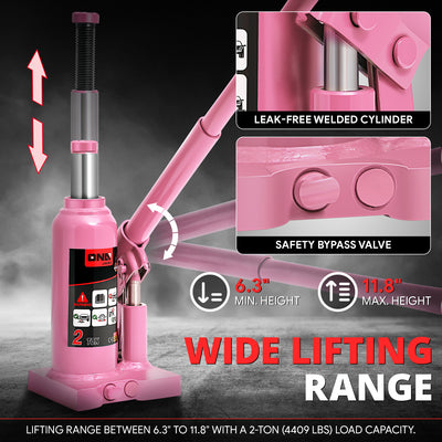2 tons lifting Welded Hydraulic Bottle Jack <br>w/ Manual handle
