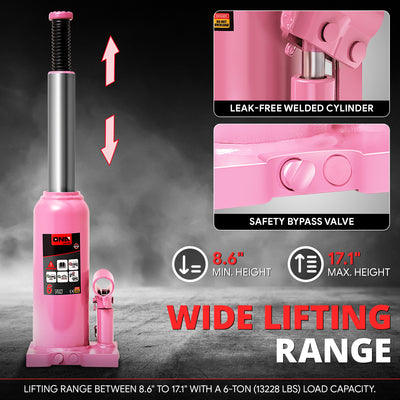 6 tons lifting Welded Hydraulic Bottle Jack <br>w/ Manual handle
