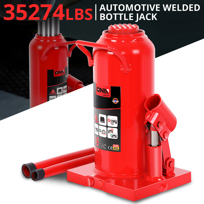 16 tons lifting Welded Hydraulic Bottle Jack <br>w/ Manual handle