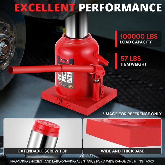 50 tons Lifting Welded Bottle Jack w/ Manual handle